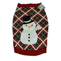 Merrry Makings Dog XXL Holiday Snowman Pet Sweater Red and Green Tartan Plaid - £15.96 GBP