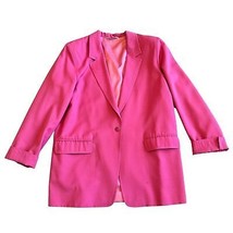 MaxMara Bright Pink Blazer Jacket Button-Down Wool Pockets Size 10 Women&#39;s - $96.75