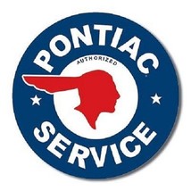 Pontiac Logo Authorized Service Car Dealer Round Retro Wall Decor Metal ... - £12.65 GBP