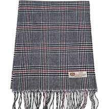 New 100% CASHMERE SCARF Made in England Soft Wool Wrap Plaid Black / Whi... - £7.52 GBP