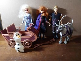 Disney Frozen 2 Anna Elsa Sven Olaf Reindeer Action FIgure Dolls 12&#39;&#39; Sleigh2018 - £55.13 GBP