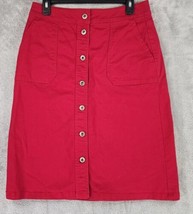 Liz Claiborne Jean Skirt Womens 4 Red Denim Vintage Y2K Casual Button Up Midi - £31.64 GBP