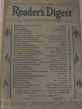 The Reader’s Digest, 19th Year of Publication, December, 1940, Volume 37... - $25.00