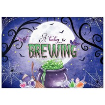 7X5Ft Halloween Baby Shower Party Backdrop Witch Magic Theme A Baby Is - £26.77 GBP