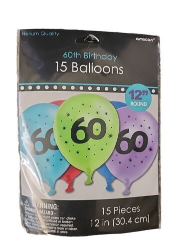 60th Birthday Party 15pc Balloons Helium Quality Happy Birthday 12in Sixty - $5.81