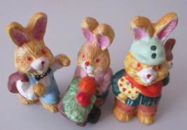 Set of 3 Bunny Rabbits Ceramic Figurines Easter Bunnies 3&quot; - £7.88 GBP