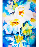 Acuarela original con flores. Cuadro de flores. Flores pintadas con acua... - $2,649.99 MXN