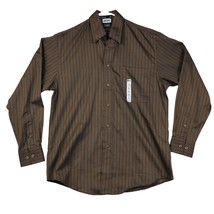 Haggar Shirt Mens Small Brown Striped No Iron 100% Cotton Button Down - £20.55 GBP