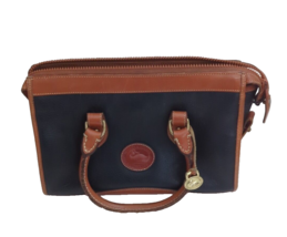 Vintage Dooney &amp; Bourke Black &amp; Brown Handbag Purse With Fob - $53.89