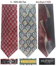 Three Silk Ties - Ted Lapidus, J. Garcia &amp; Murano of Italy 100% Silk Nec... - £11.76 GBP