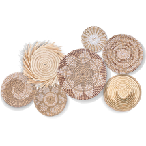 Set of 7 Handcrafted Boho Wall Basket Decor, Wicker Wall Decor Suitable - £72.47 GBP