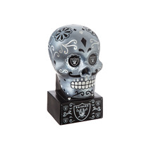 Raiders Las Vegas Oakland NFL Sugar Skull Day of the Dead Statue 10.25&quot; H Silver - £34.83 GBP