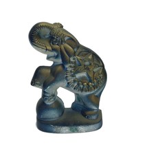 Vtg Chalkware Blue Circus Elephant Statue Carnival Prize Illinois Plastic B11 - £22.27 GBP