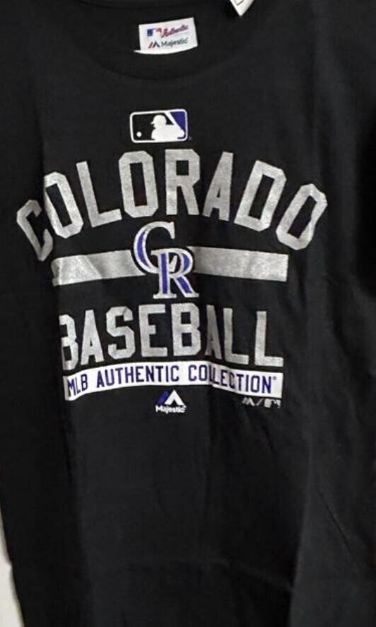 Majestic Youth Colorado Rockies On Field Property Crew Neck TShirt, Black, XL 18 Item image 3