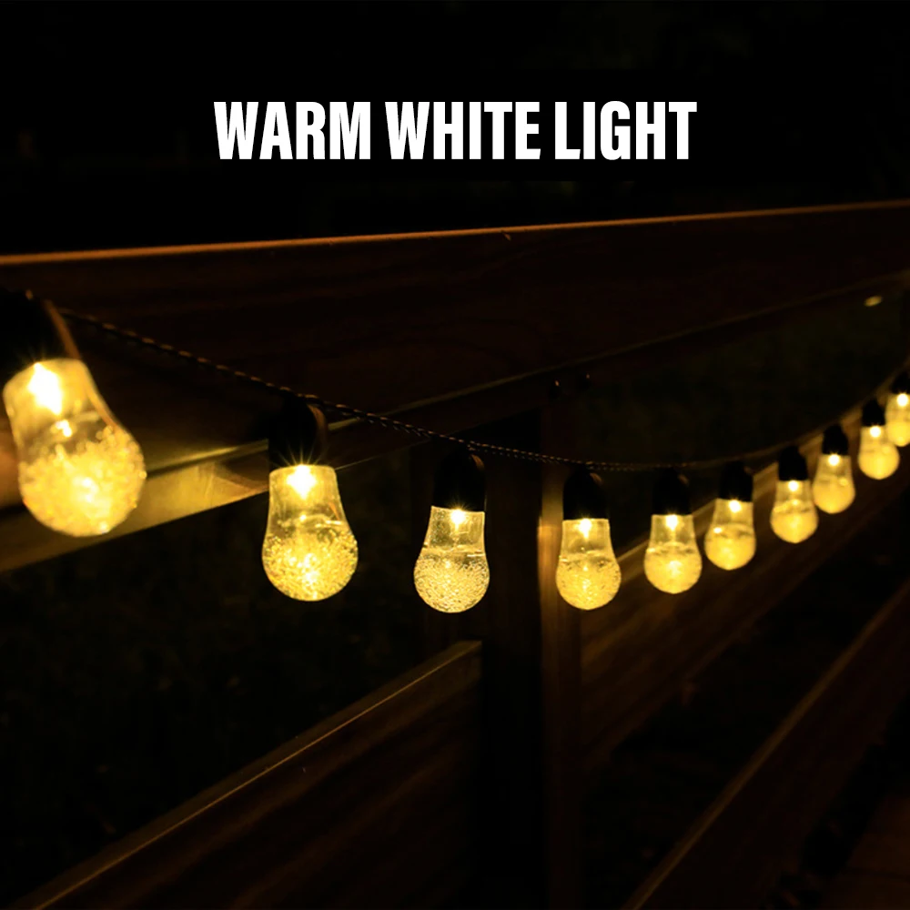 Solar Crystal Light String S14 Bulb Waterproof Outdoor Garden Decorative Light S - £113.03 GBP