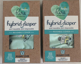 Pampers Pure Hybrid Reusable Cloth Diaper Cover One Sz Fits Most Lot of 2 New - $19.79