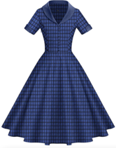 NWT GownTown Womens 1950s Cape Collar Vintage Swing Stretchy Dresses, Blue. S - £11.65 GBP