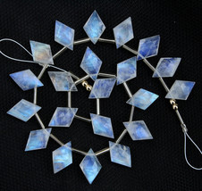 Natural 20 pieces faceted rhombus Rainbow Moonstone gemstone briolette 10 x 16 m - £104.54 GBP