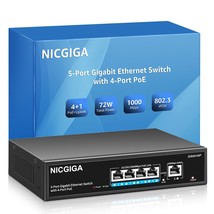4 Port Gigabit PoE Switch Unmanaged with 4 Port IEEE802.3af at PoE 72W 1... - £55.66 GBP
