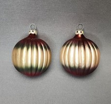 Vintage Mercury Glass 2&quot; Ribbed Ball Christmas Ornaments (Lot of 2) West Germany - £17.41 GBP