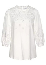 LASCANA Broderie Anglaise Slip-On Blouse in Cream UK 18 PLUS (fm1-5) - £42.03 GBP
