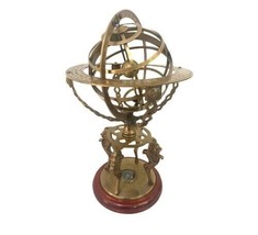 Antique Sphere Engraved Armillary Nautical 18&quot; Brass Vintage Globe W/ Compass - £148.75 GBP