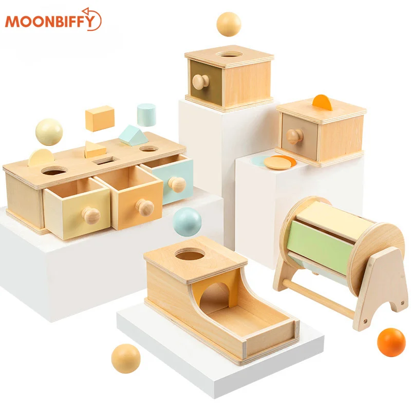 Macaron Wooden Toys Children Montessori Object Permanence Box Hammer Box Coin - £13.87 GBP+