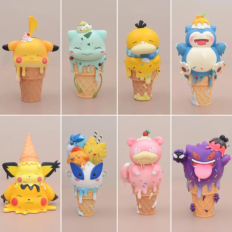Anime Pokemon Kawaii Cone Ice Cream Cute Pikachu Gengar Psyduck Slowpoke - £18.74 GBP