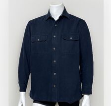 Levis Chamois Shirt Jacket Mens Medium Blue Button Up Cotton Moleskin Po... - $28.78