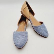TOMS Shoes Womens 6 W  Orsay Flats Brown Blue Canvas Round Toe Casual Co... - $25.23
