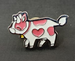 Pink and White Cow Pin Holstein Cattle Animal Pinback Dairy Bell - £7.35 GBP