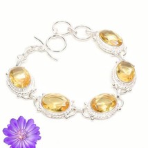 Natural Citirne Gemstone Chain Multi-Color Bracelet 925 Sterling Silver Jewelry - £8.45 GBP