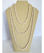 Extra Long White Howlite Beaded Necklace Knotted Between Each Bead 104in - £27.49 GBP