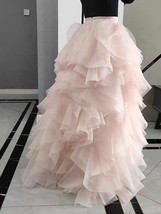 BLUSH PINK Ruffle Tulle Maxi Skirt Women Plus Size Party Prom Tulle Skirt image 6