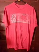 Men&#39;s Retro Hang Ten Red Short Sleeve Horizon T-Shirt Size: Large - £10.28 GBP