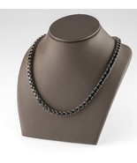 Sterling Silver Black Cubic Zirconia Tennis Necklace 16&quot; 4mm Stones Elegant - $498.68