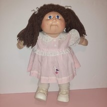 Vtg Cabbage Patch Girl Doll 2 Dimple P 84 Brown Poodle Double Pony Blue Eyes - $19.80