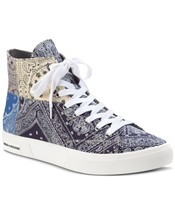 $70 Sun + Mens Mesa Bandana-Print Patchwork High Top Sneakers Navy Size ... - £21.57 GBP