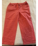 Ruby Rd Womens Pink Flat Front Capri Pants Mid Rise Straight Leg Size 12 - $19.64 CAD