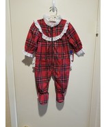 Lanz of Salzburg Christmas Footed Sleeper PJs Red Tartan Plaid Baby 0-3M... - $27.72