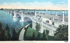 Vintage postcard, Bridge to Belle Isle, Detroit, MI, ca, 1948 - £10.32 GBP