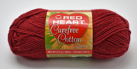 Red Heart Carefree Cotton Blend Worsted Medium Weight Yarn - 1 Skein Red #6907 - £6.35 GBP