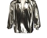 Men&#39;s Disco Shirt Theatrical Quality, Silver, Large - $69.99+