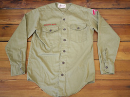 Vintage 60s BSA Official Boy Scouts of America COTTON Long Sleeve Uniform SHIRT - £47.32 GBP