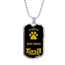 Irish Terrier Dad Dog Necklace Stainless Steel or 18k Gold Dog Tag W 24&quot; Dog Ow - £37.52 GBP+