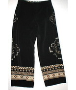 Womens Worth New York $498 16 USA Print Silk Pants Black Brown Wide Ethn... - £394.09 GBP