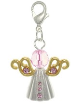 Jewelry Trends Angel Pewter Charm with Pink Crystal Rhinestone - £10.03 GBP