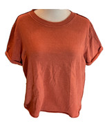 Short Sleeve Cotton Crop Top Brown Terracotta T-Shirt Jr XS Raw Edges Wi... - $9.39 CAD
