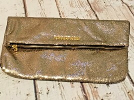 Victoria’s Secret gold foldover clutch cosmetic bag w/ mirror new - £9.74 GBP