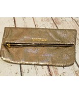 Victoria’s Secret gold foldover clutch cosmetic bag w/ mirror new - £9.74 GBP